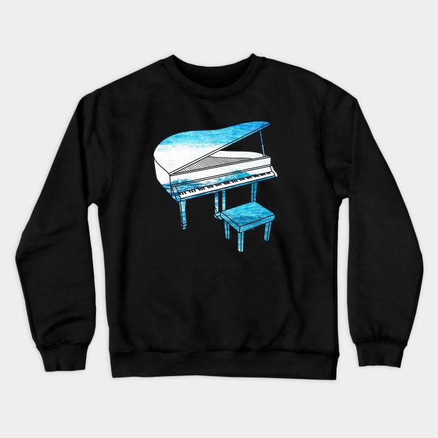 Ocean Piano Crewneck Sweatshirt by Kelly Louise Art